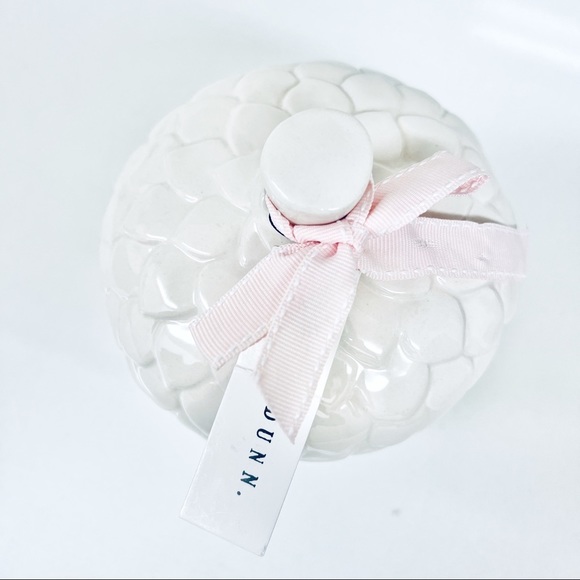 Rae Dunn NEST Acorn Glazed Ceramic Birdhouse w/ Pink Ribbon Autumn Fall Decor - Picture 2 of 6